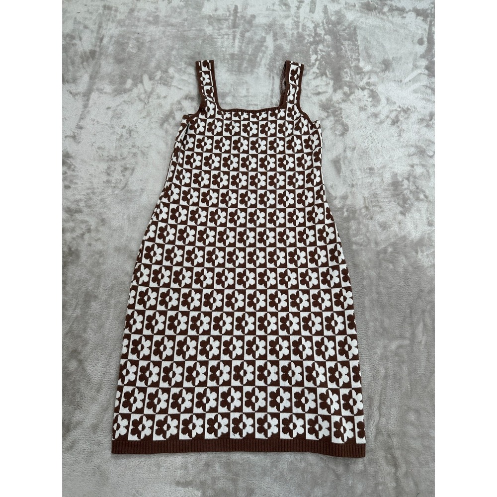 Hollister Knit Sweater Dress Womens Size Small Brown White Sleeveless Tank EUC‎